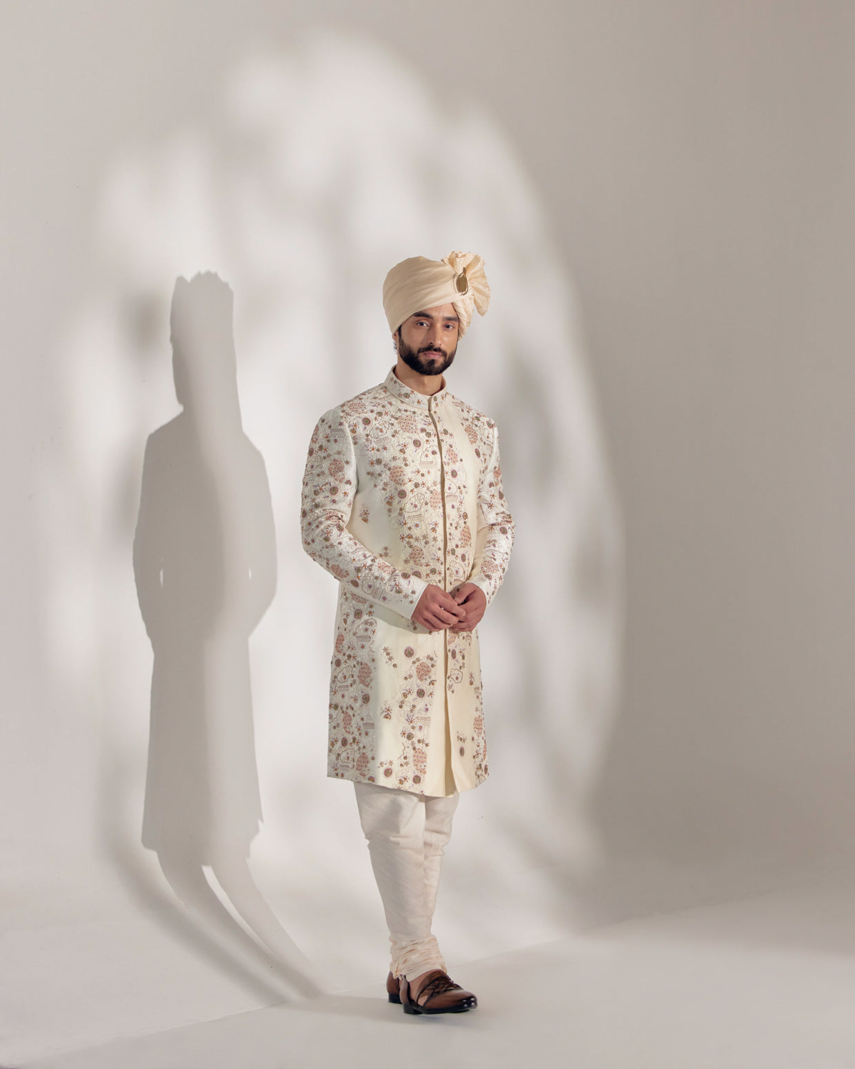 Ivory Ochre Sherwani Set