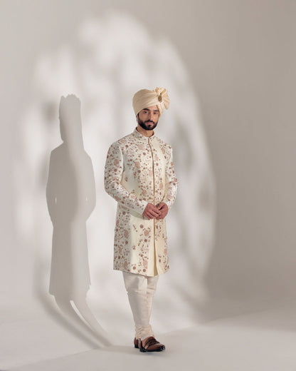 Ivory Ochre Sherwani Set