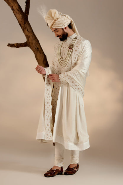 Albino White Sherwani Set