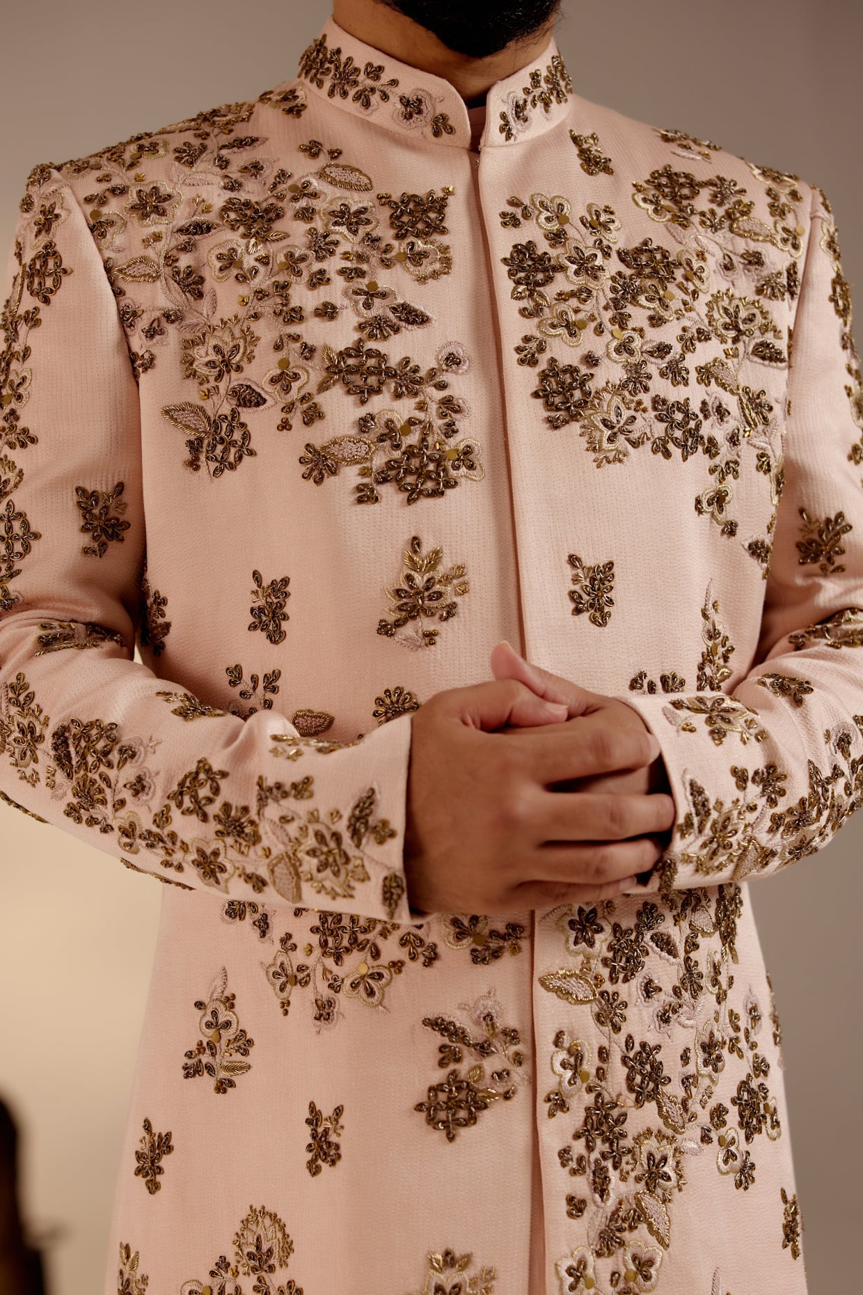 Shell-Pink Sherwani Set