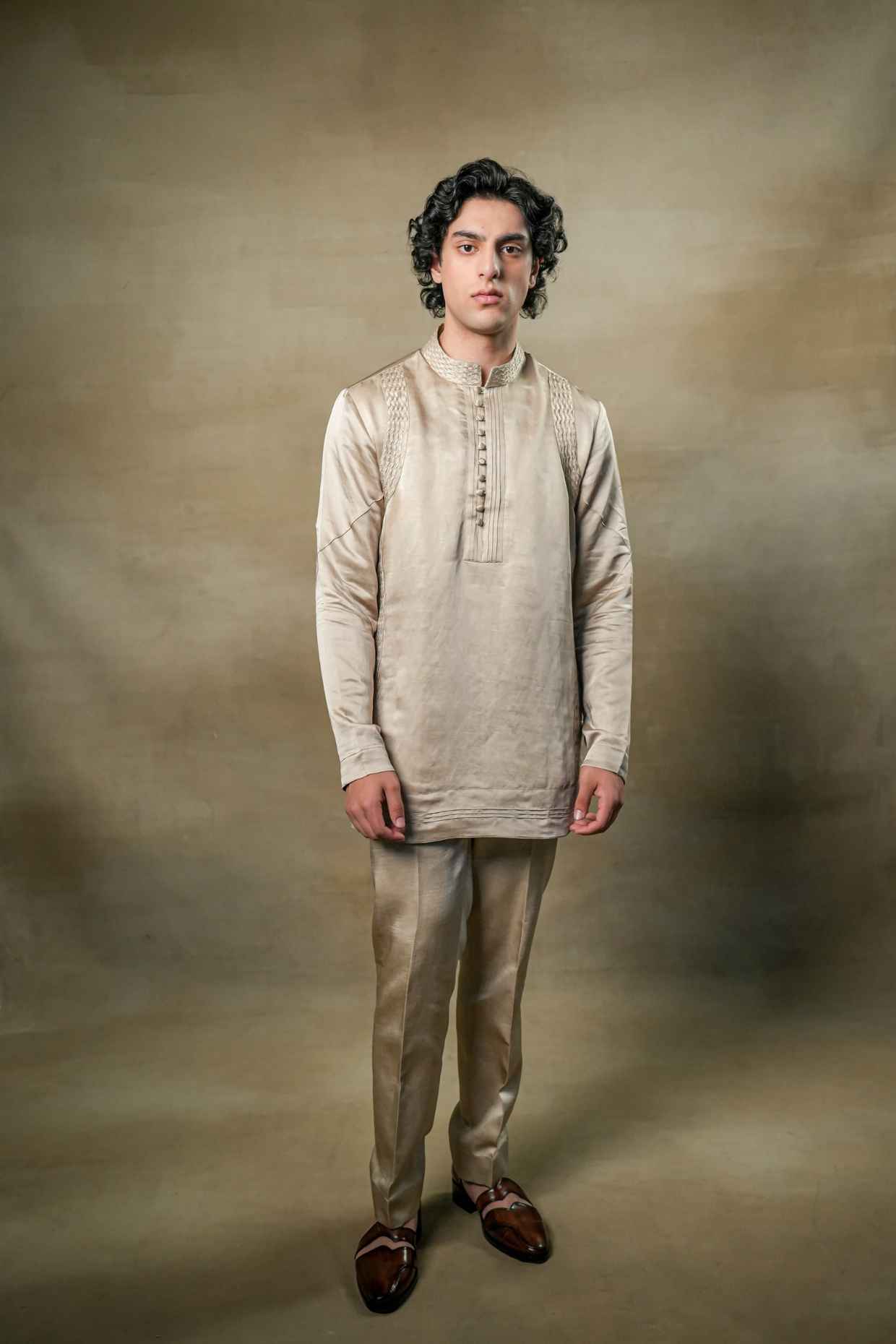 Sand Grey Short Kurta Set