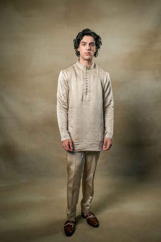 Sand Grey Short Kurta Set
