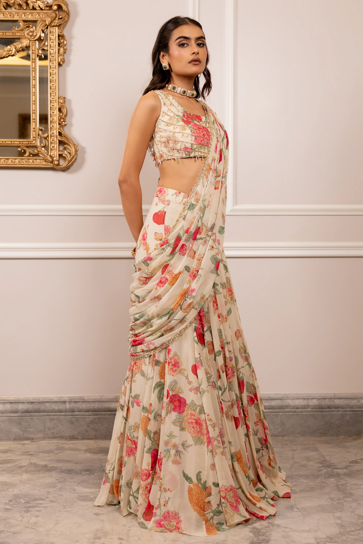 KIARA SAREE SET – OFF WHITE