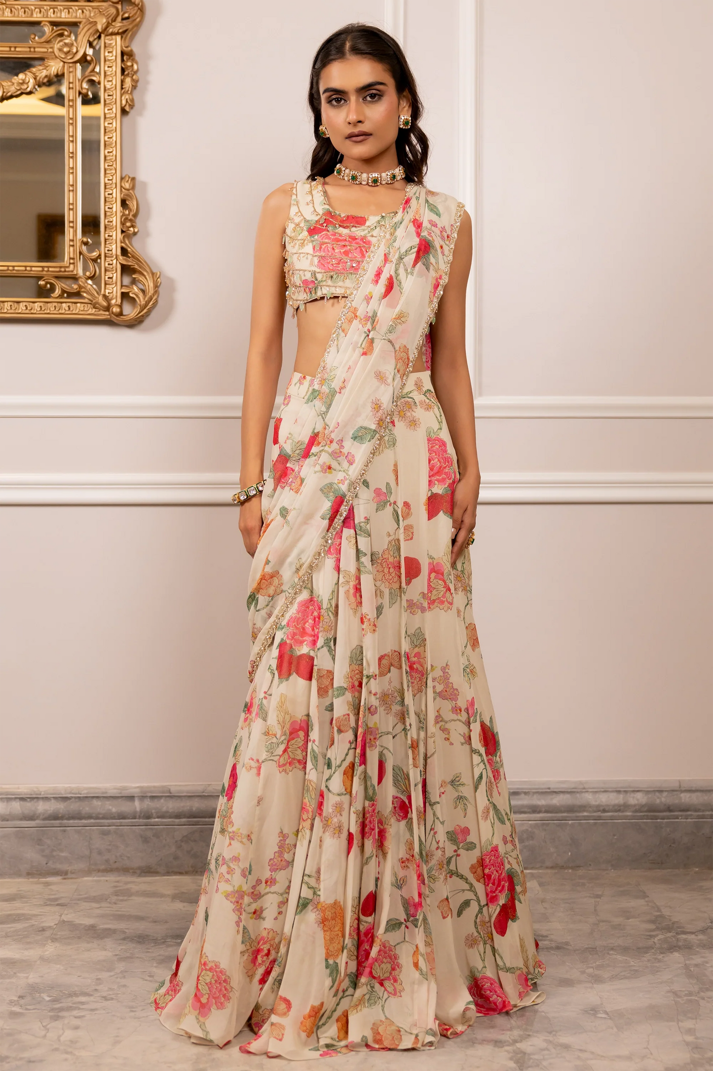 KIARA SAREE SET – OFF WHITE