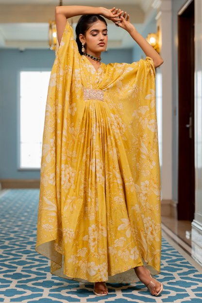 HAZEL KAFTAN – YELLOW AND IVORY
