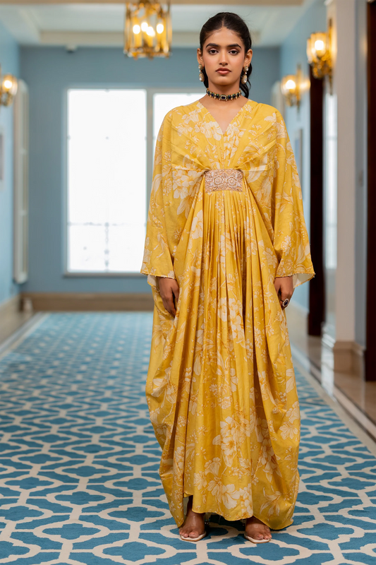 HAZEL KAFTAN – YELLOW AND IVORY