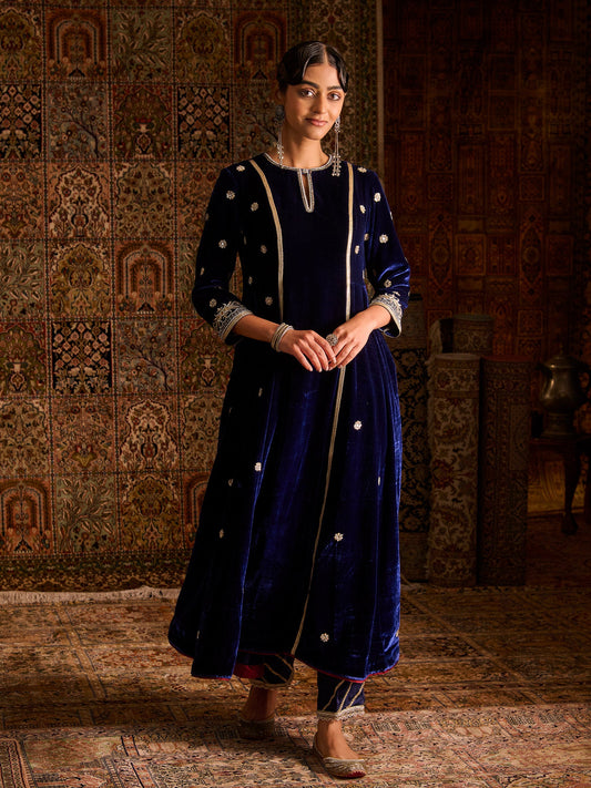 Neelzaar Royal Blue Velvet Suit Set