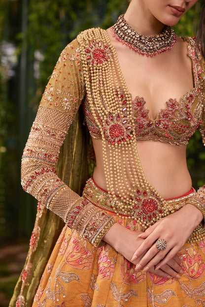 Pushp Raga - the Pearls Trail lehenga