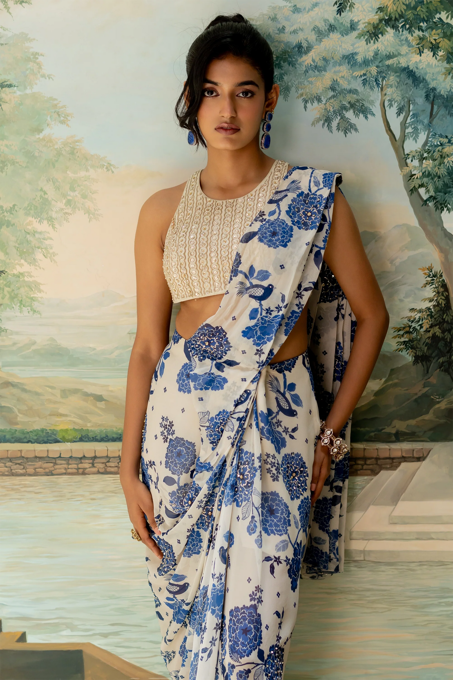 EMILY SAREE SET – IVORY