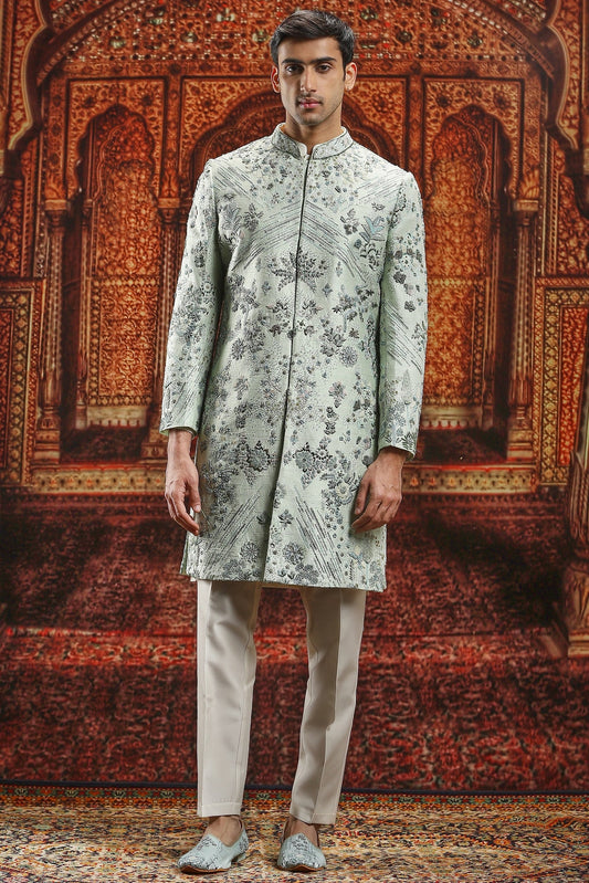 Silken Botanica Silk Embroidered Sherwani Set