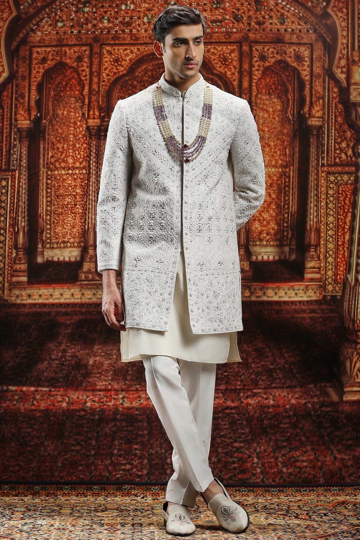Ivory Dynasty Embroidered Sherwani Set