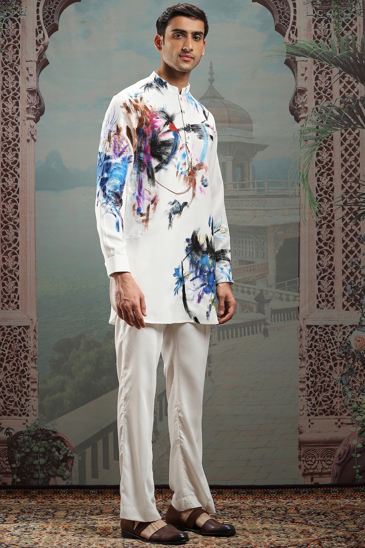 Iridescent Muse Hand-Painted Silk Kurta Set