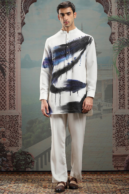 Frosted Euphoria Hand-Painted Silk Kurta Set