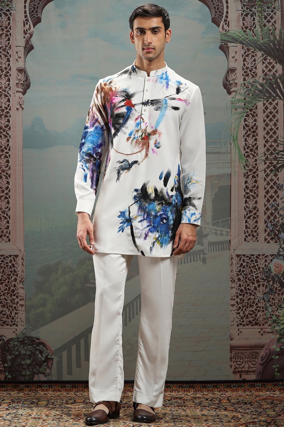 Iridescent Muse Hand-Painted Silk Kurta Set