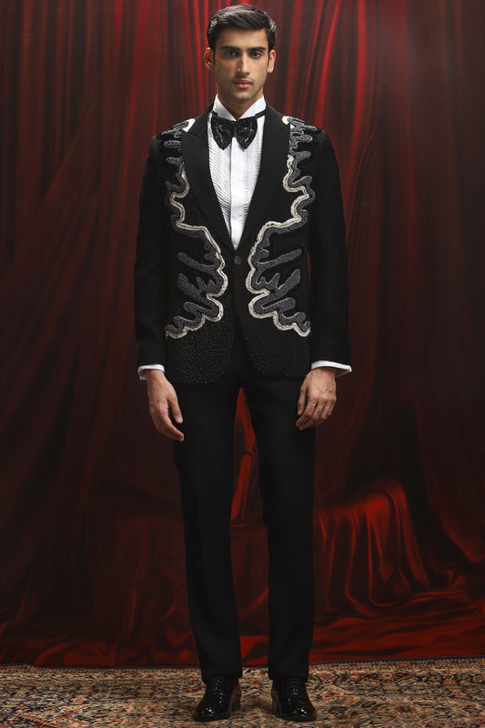 Black Electric Venom Embroidered Tuxedo Set