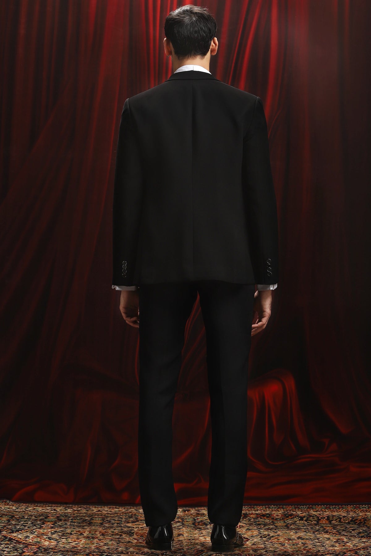 Black Stellar Obsession Embroidered Tuxedo Set