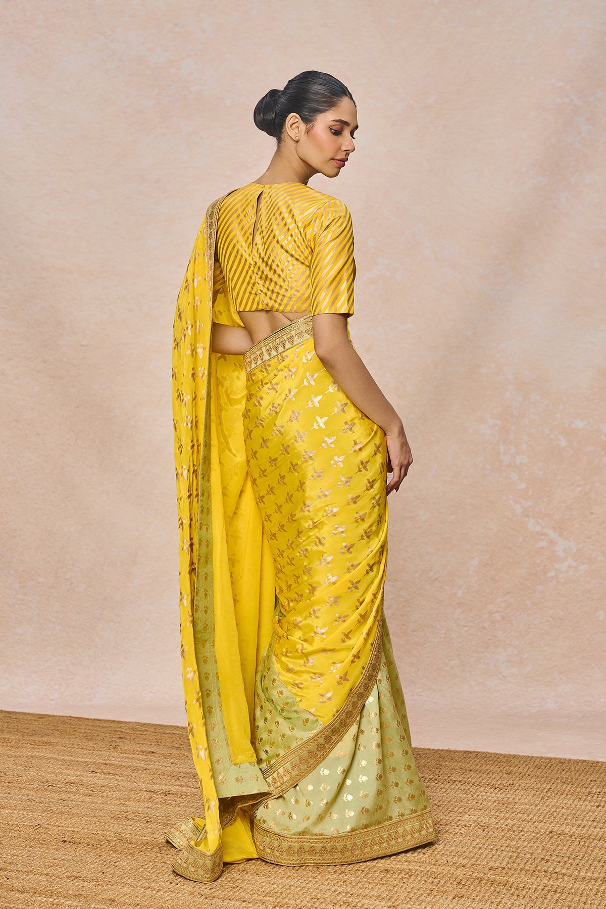 Yellow Triangular Flower Saree