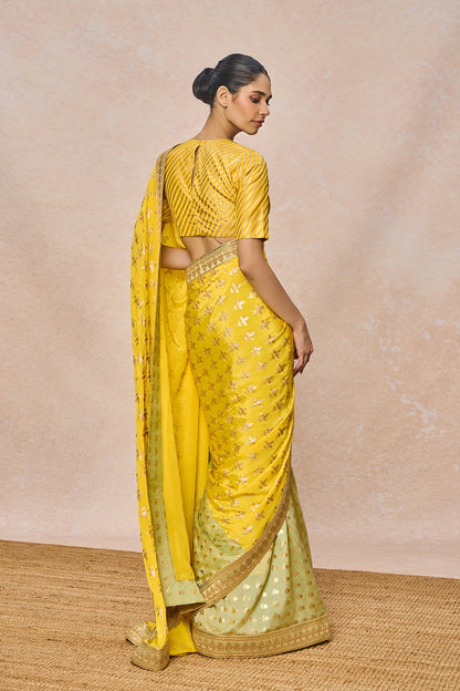 Yellow Triangular Flower Saree