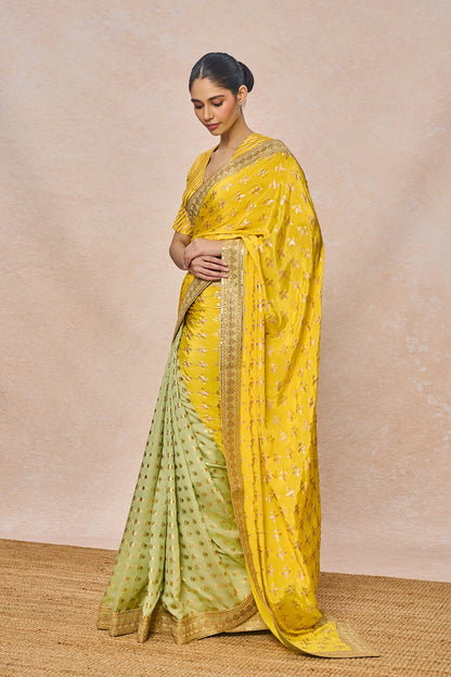 Yellow Triangular Flower Saree