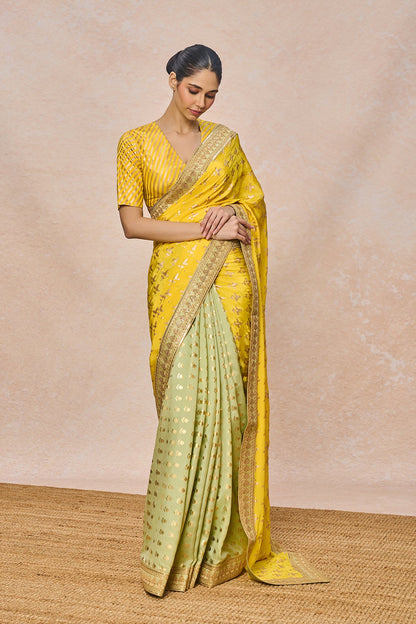 Yellow Triangular Flower Saree