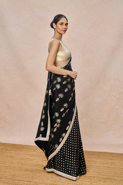 Black Traveller's Palm Saree