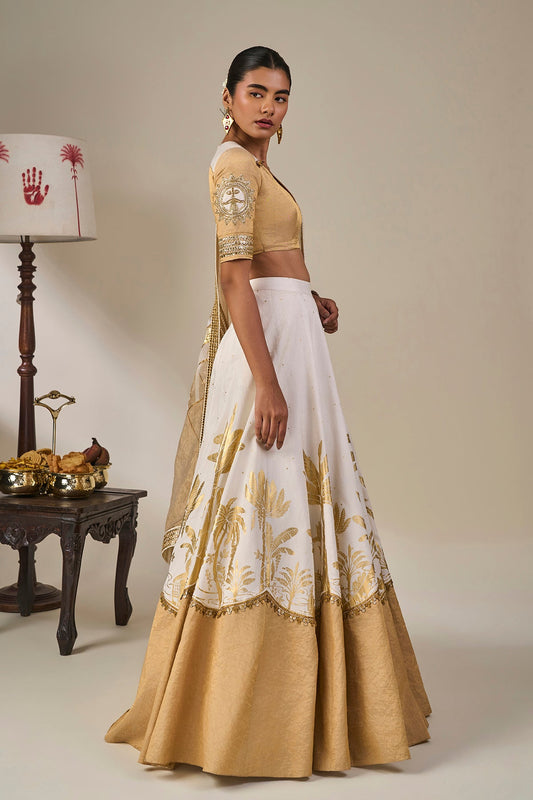 Ivory Backwater Postcard Lehenga Set