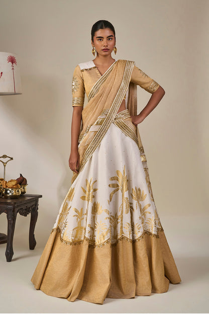 Ivory Backwater Postcard Lehenga Set
