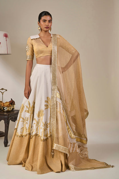 Ivory Backwater Postcard Lehenga Set