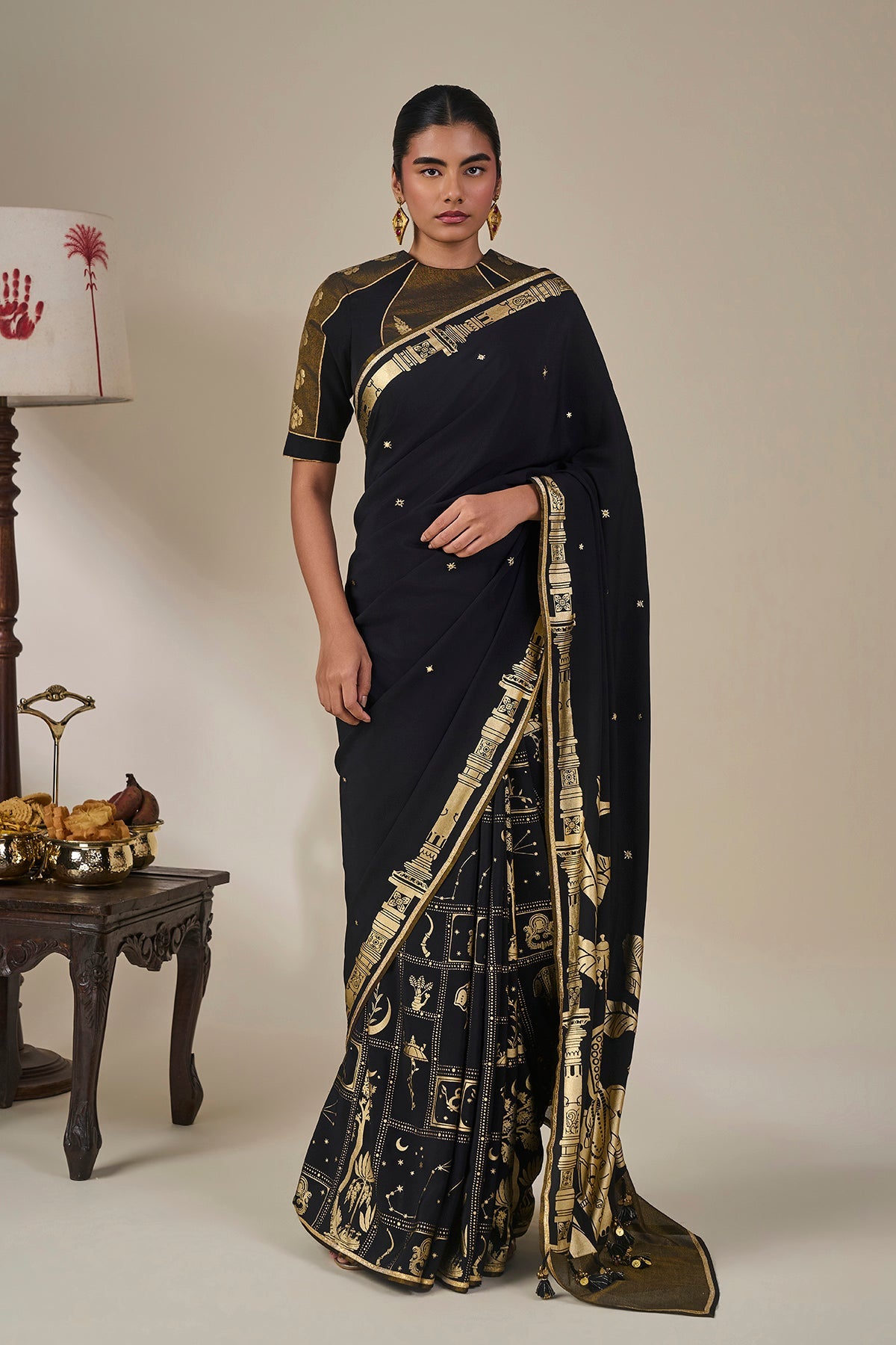 Black Malabar Grove Saree