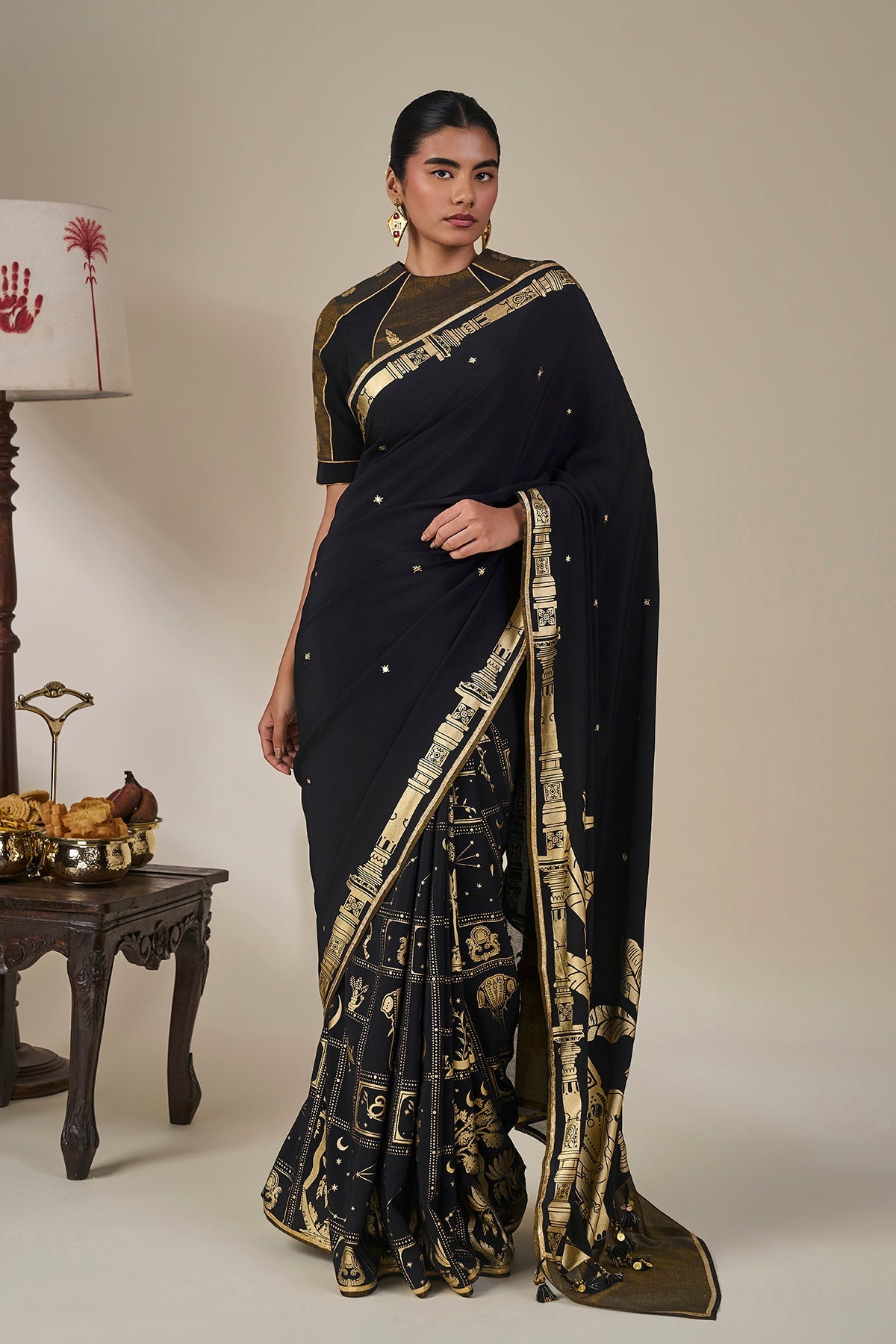 Black Malabar Grove Saree