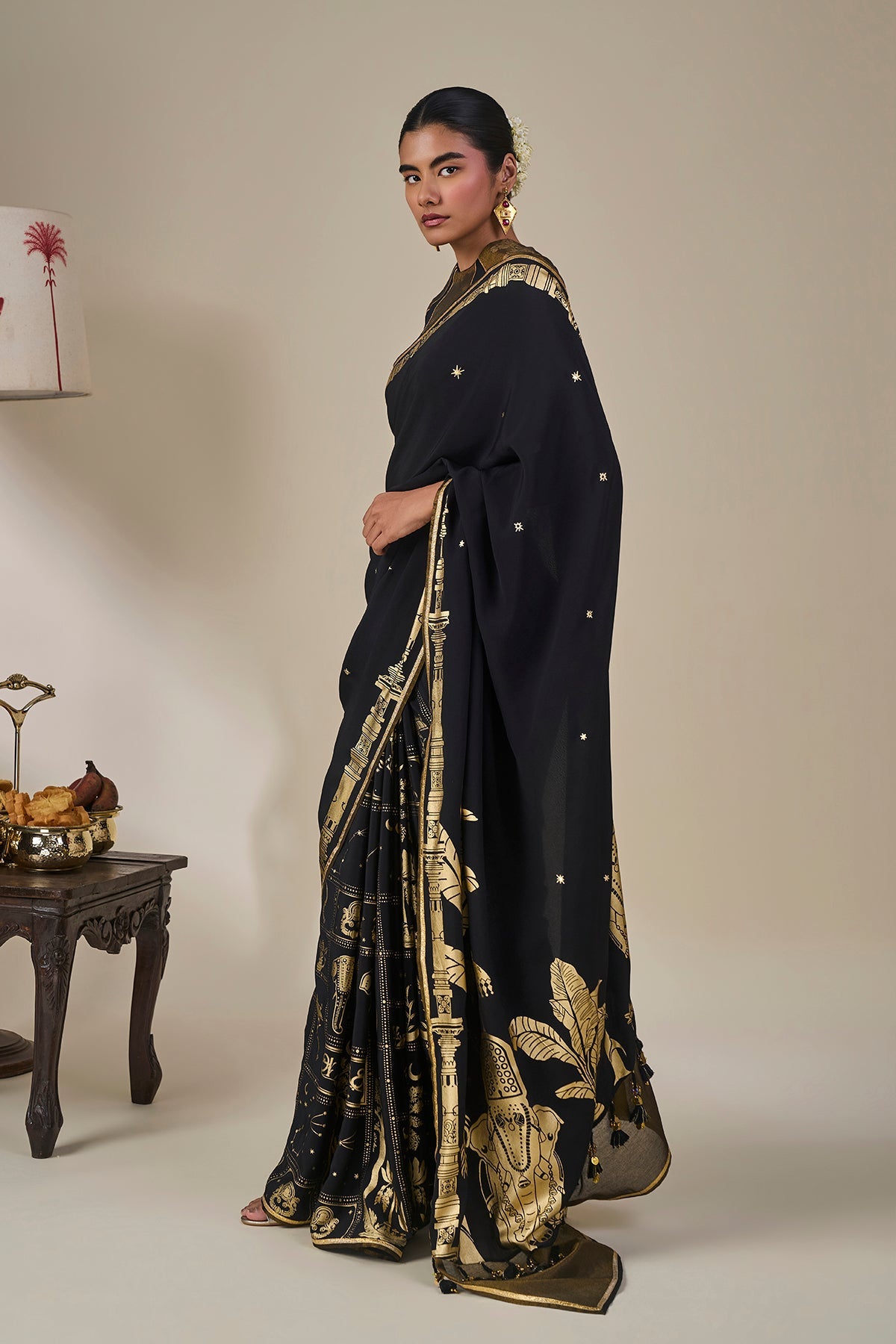 Black Malabar Grove Saree