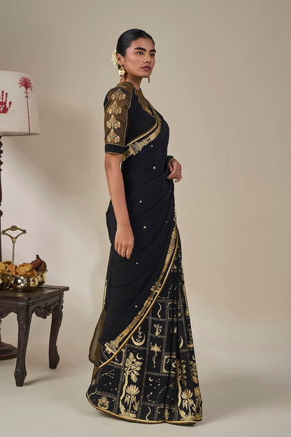 Black Malabar Grove Saree