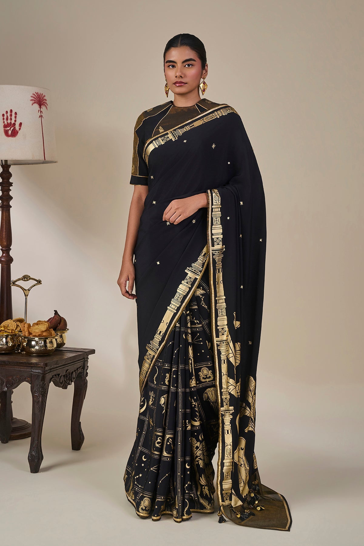 Black Malabar Grove Saree