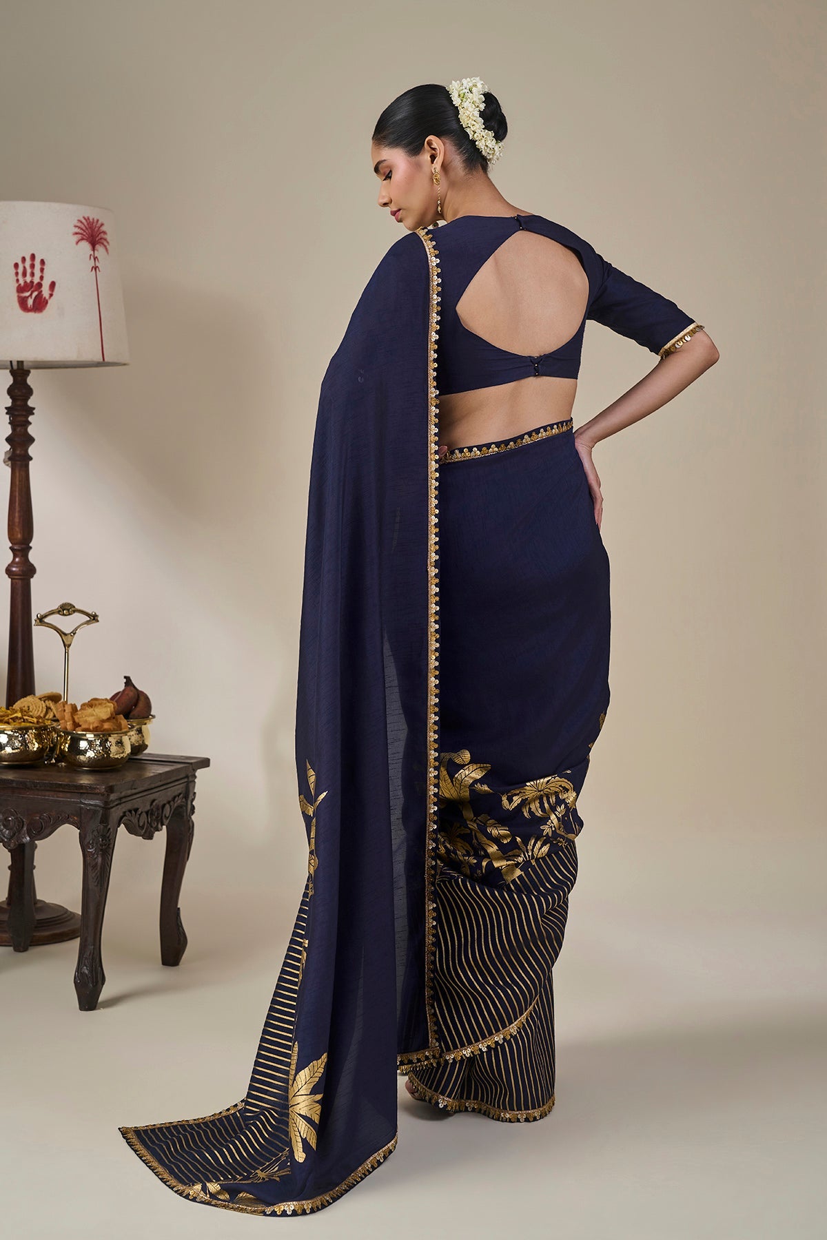 Blue Backwater Postcard Stripe Saree