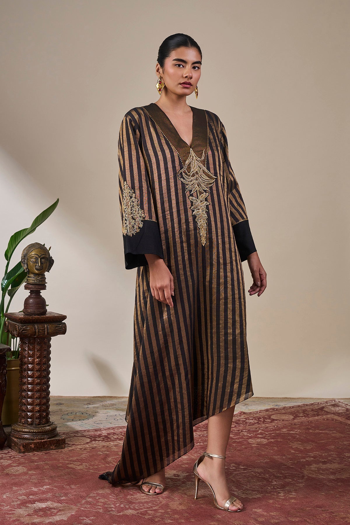 Black Gold Noise Asymmetric Kaftan