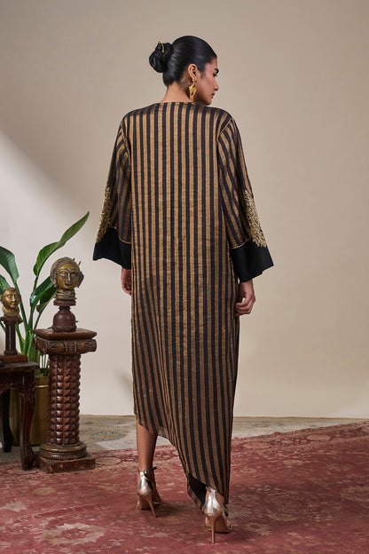 Black Gold Noise Asymmetric Kaftan