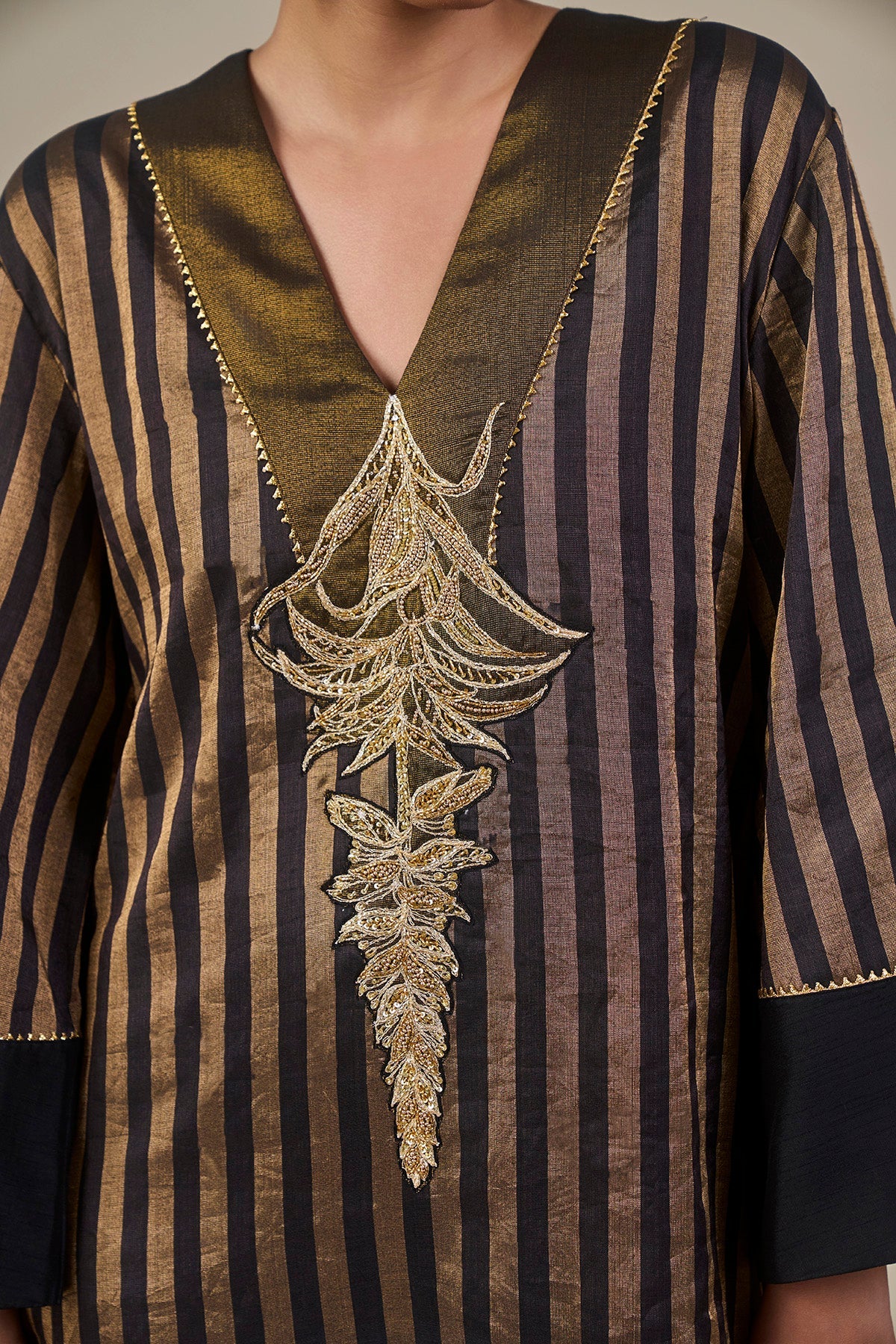 Black Gold Noise Asymmetric Kaftan