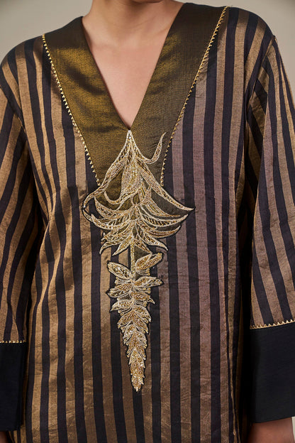 Black Gold Noise Asymmetric Kaftan