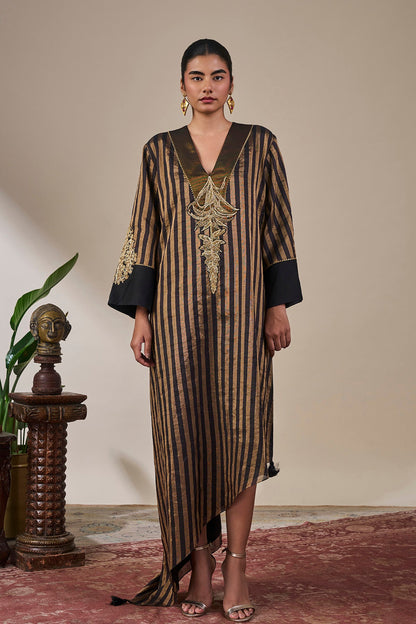 Black Gold Noise Asymmetric Kaftan