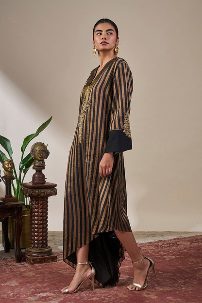 Black Gold Noise Asymmetric Kaftan
