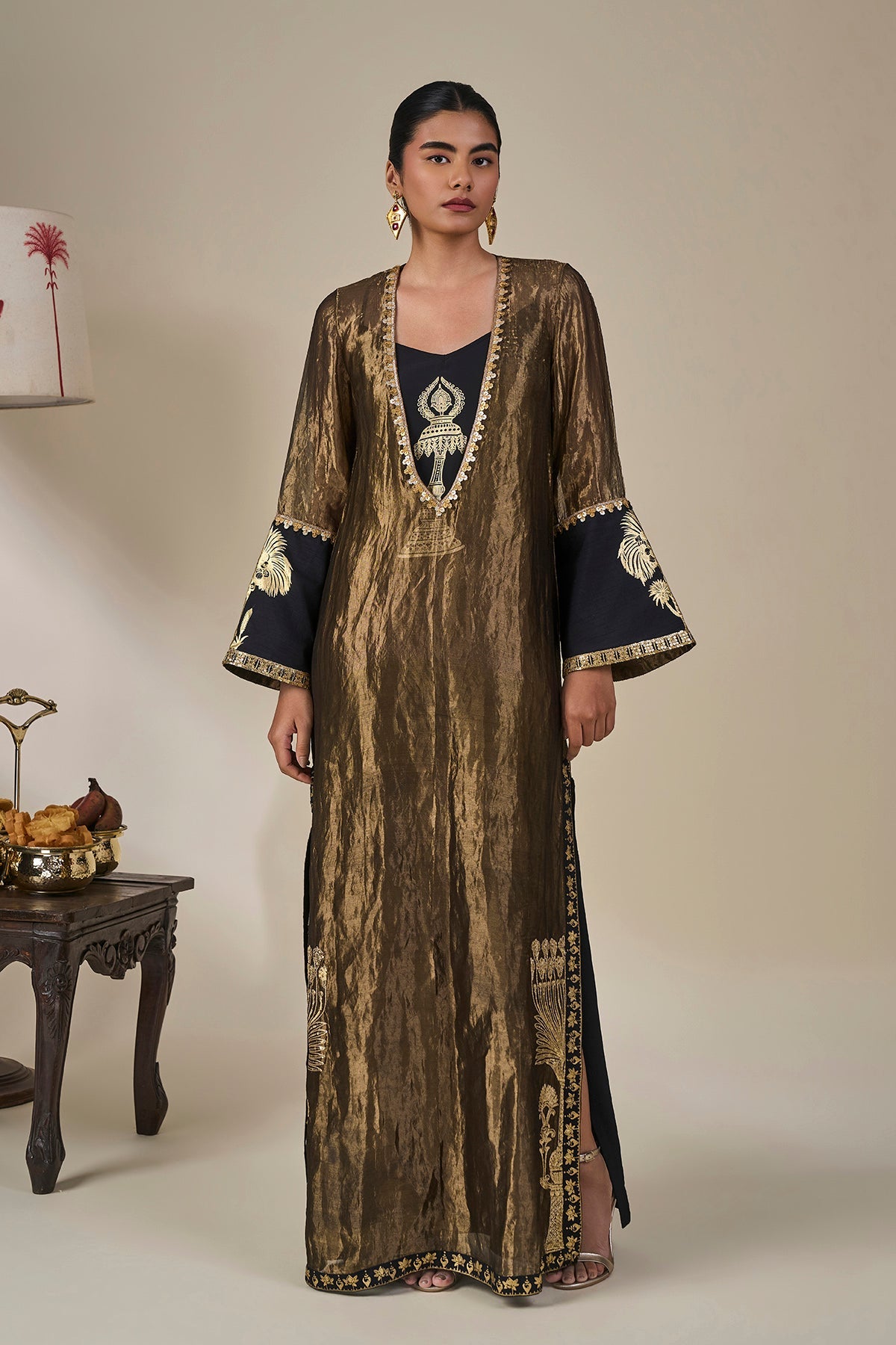 Black Palm Pillar Kaftan