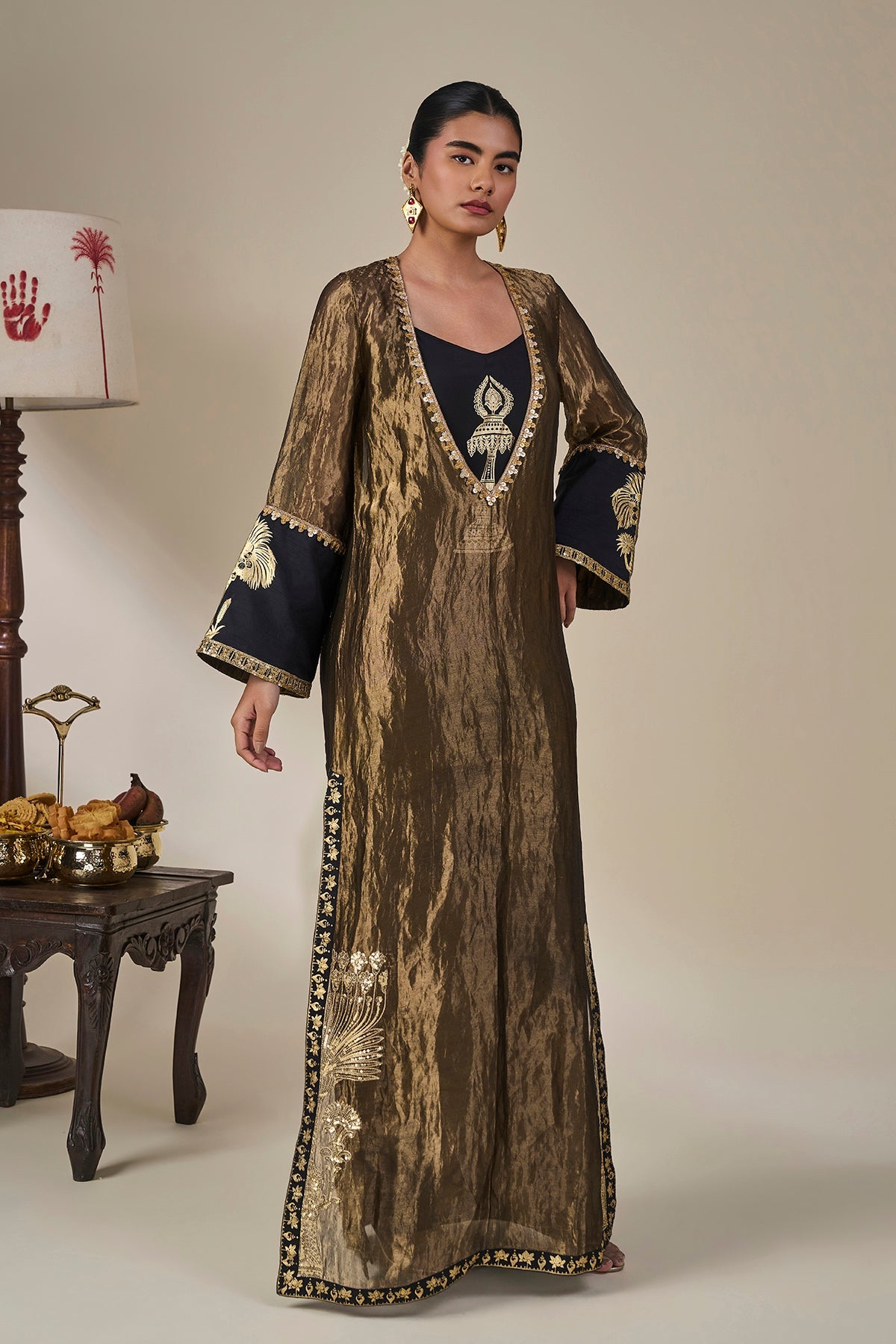 Black Palm Pillar Kaftan