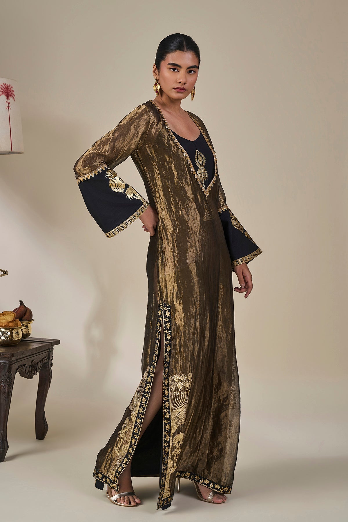 Black Palm Pillar Kaftan