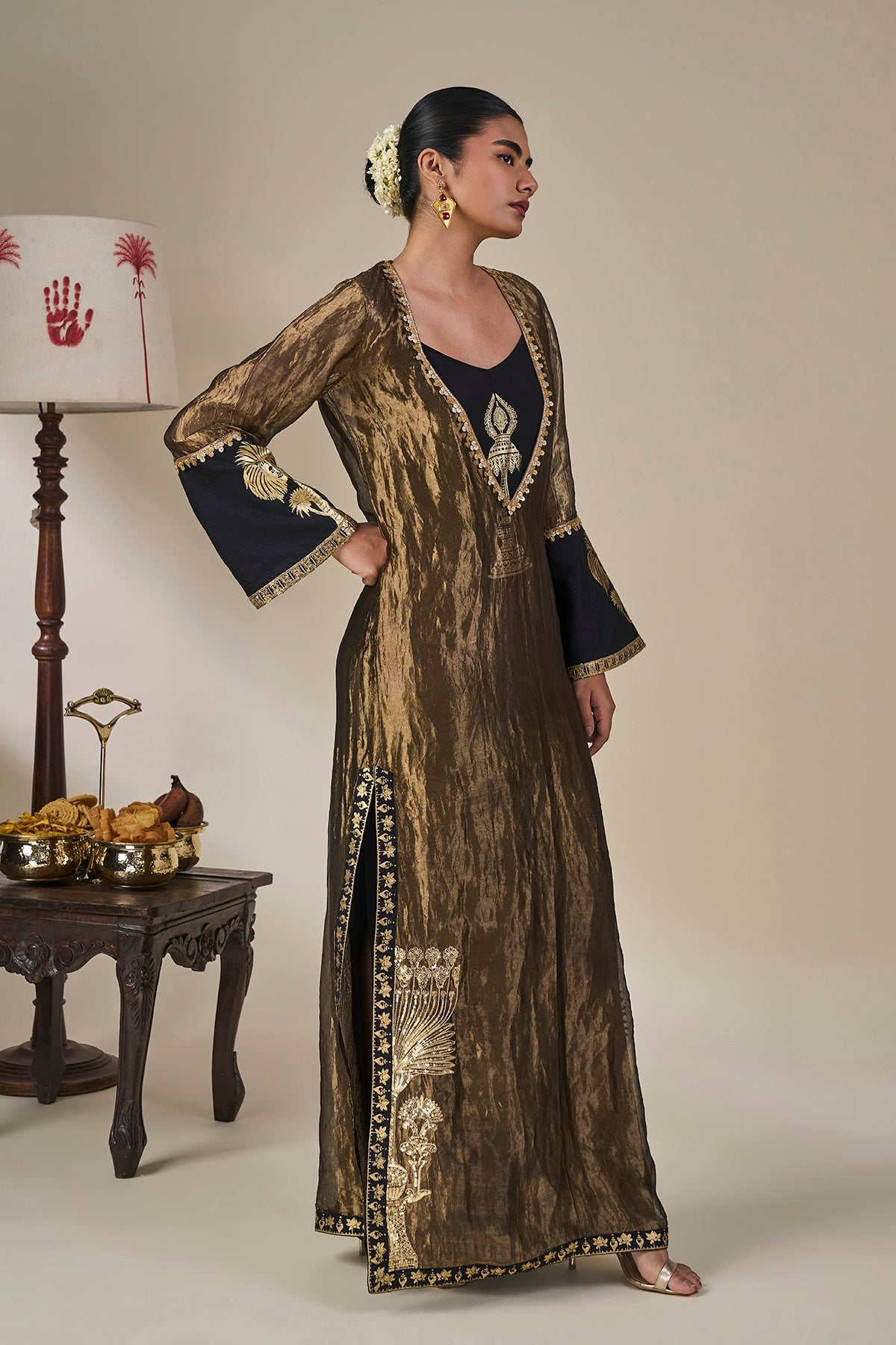 Black Palm Pillar Kaftan