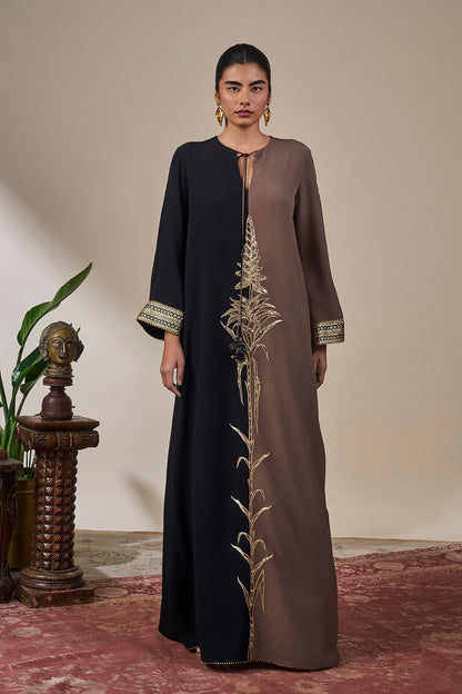 Black & Brown Shaahi Bloom Kaftan