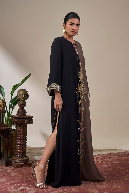 Black & Brown Shaahi Bloom Kaftan