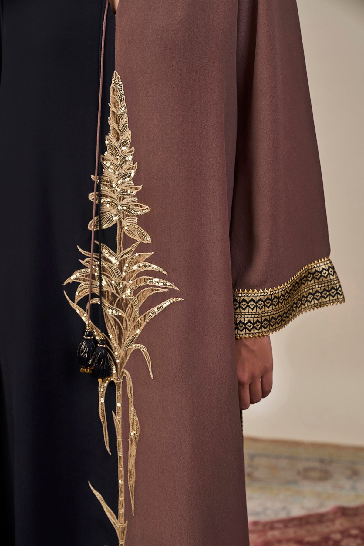 Black & Brown Shaahi Bloom Kaftan