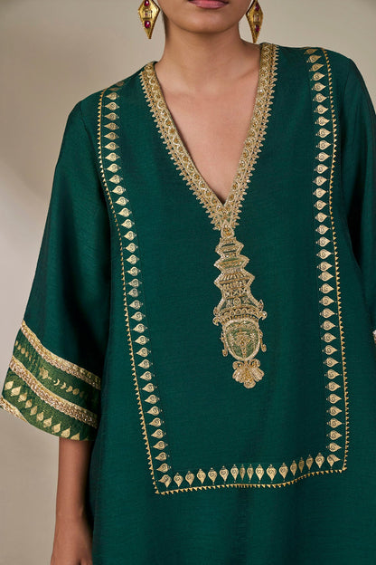 Green Kathakali Muse Kurta Set
