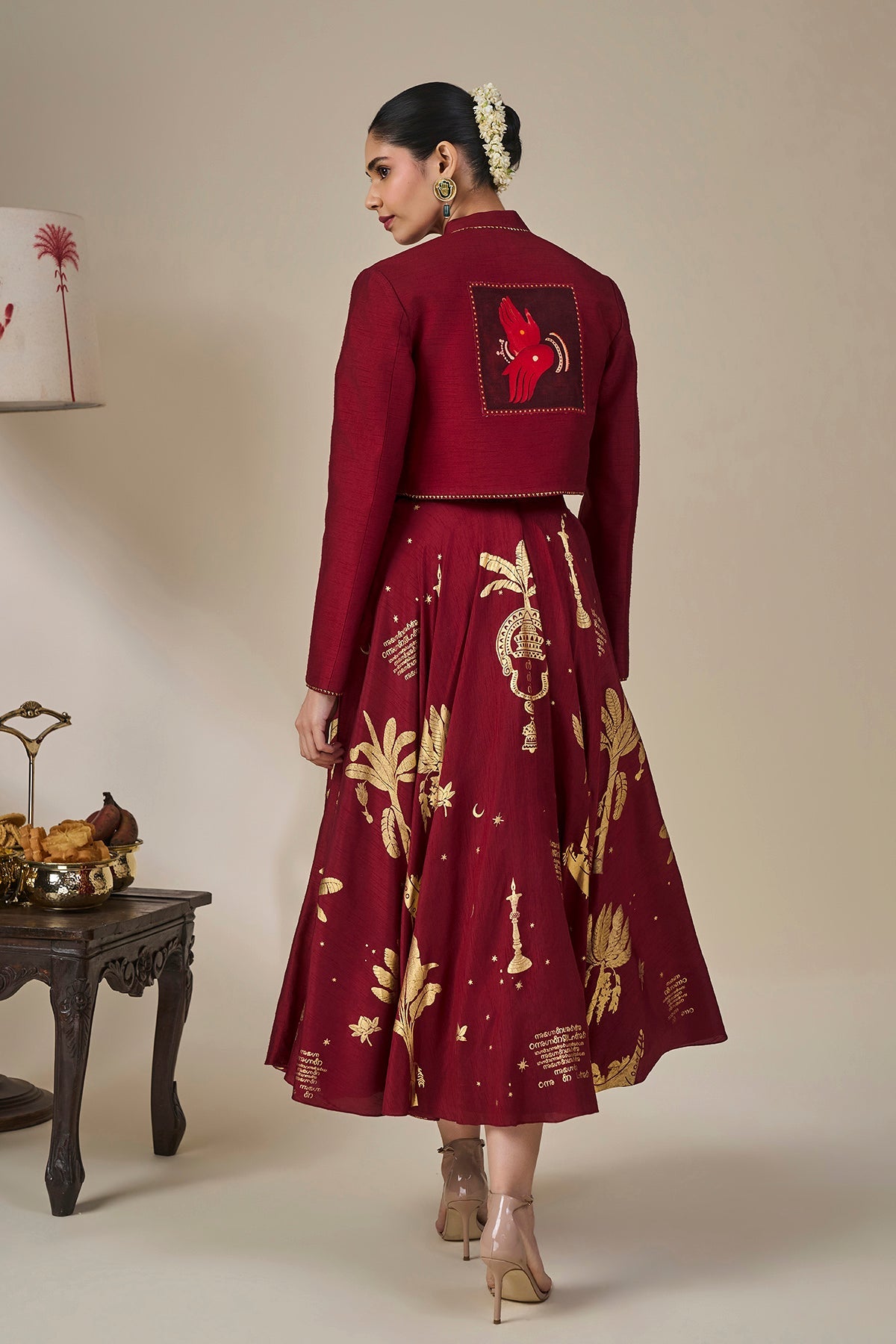 Cherry Malabar Masque Skirt Set
