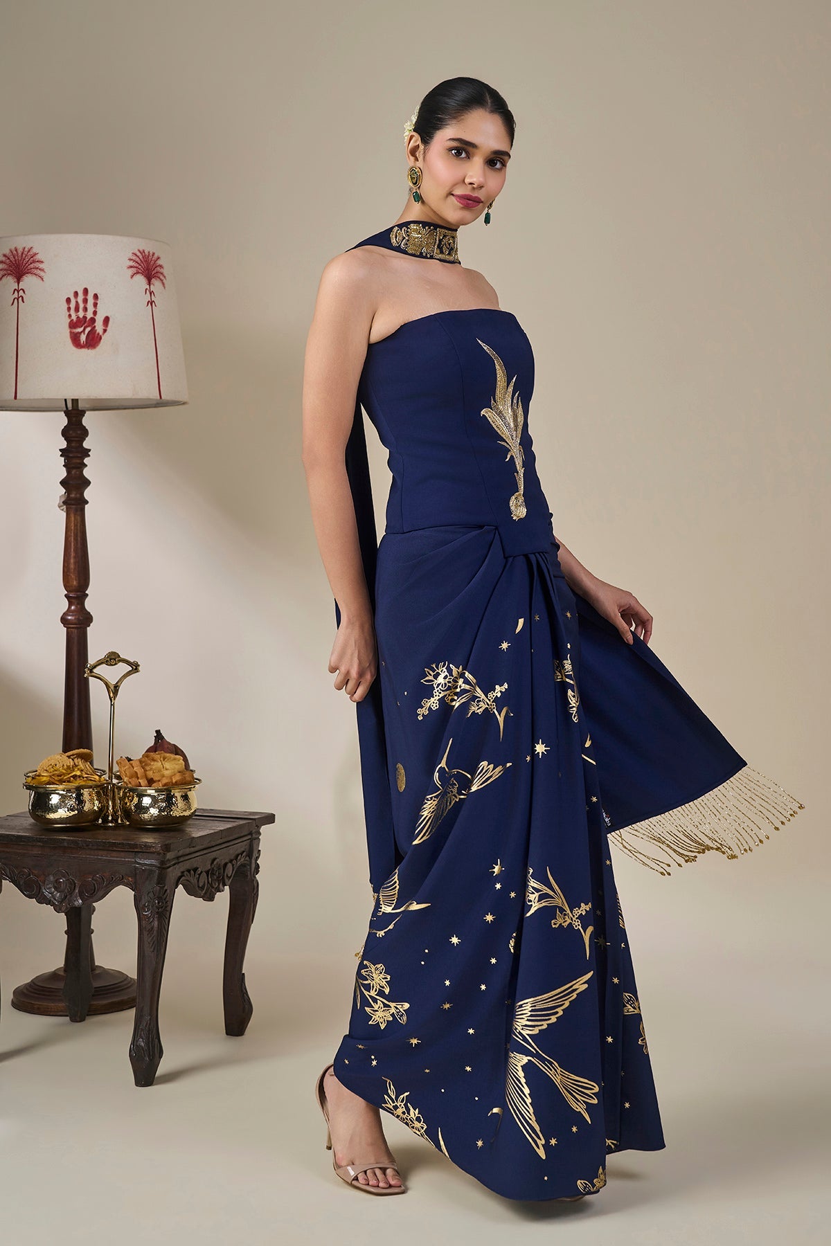 Blue Cosmic Birdsong Corset Set